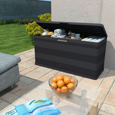 vidaXL Caixa de arrumação para jardim 117x45x56 cm preto