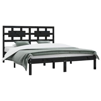 vidaXL Estrutura de cama 200x200 cm pinho maciço preto