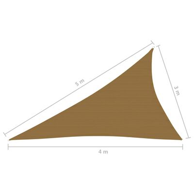 vidaXL Para-sol estilo vela 160 g/m² 3x4x5 m PEAD cinzento-castanho