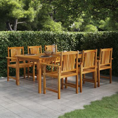 vidaXL 7 pcs conjunto de jantar para jardim madeira de acácia maciça