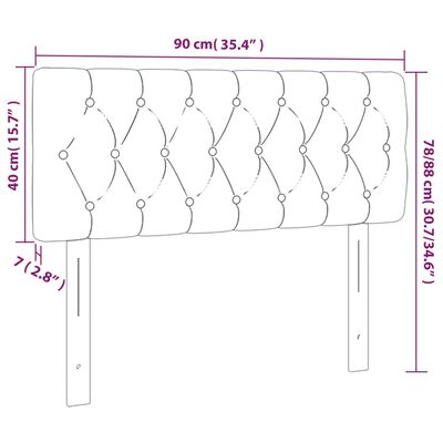 vidaXL Cabeceira de cama c/ luzes LED tecido 90x7x78/88cm cinza-escuro