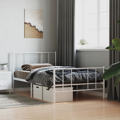 vidaXL Estrutura de cama com cabeceira e pés 100x200 cm metal branco