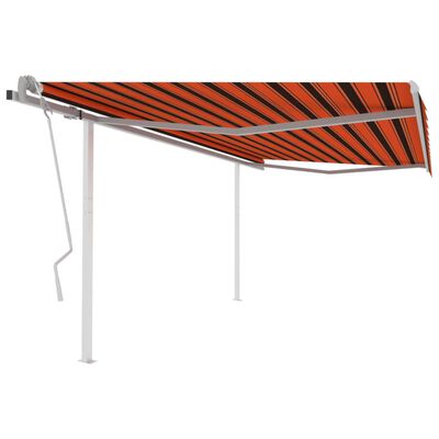 vidaXL Toldo retrátil manual com postes 4,5x3 m laranja e castanho