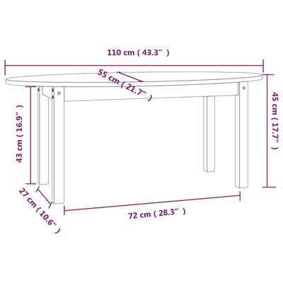 vidaXL Mesa de centro 110x55x45 cm pinho maciço castanho mel