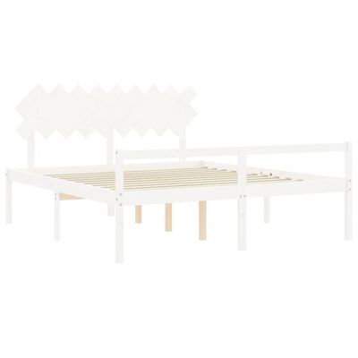 vidaXL Cama idosos super king size c/ cabeceira madeira maciça branco