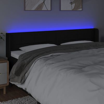 vidaXL Cabeceira de cama c/ luzes LED tecido 183x16x78/88 cm preto