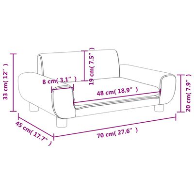 vidaXL Sofá infantil 70x45x33 cm veludo preto