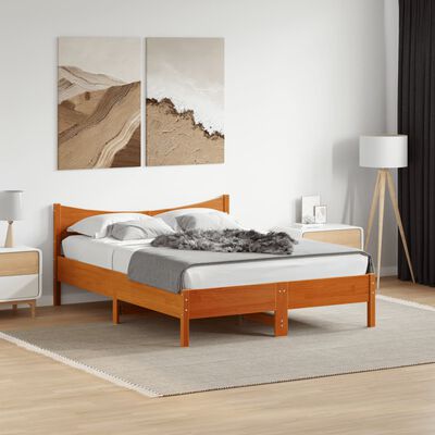 VidaXL Cama sem colchão 140x190 cm pinho maciço castanho-mel