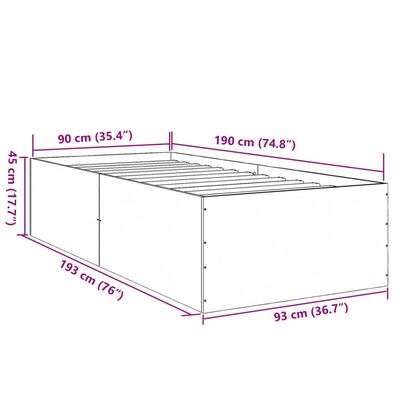 vidaXL Estrutura cama 90x190 cm derivados de madeira carvalho fumado