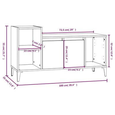 vidaXL Móvel p/ TV 100x35x55 madeira processada cinzento cimento