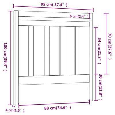 vidaXL Cabeceira de cama 95x4x100 cm pinho maciço branco