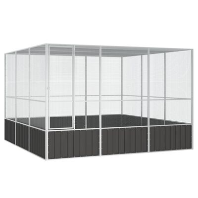 vidaXL Gaiola pássaros 302,5x324,5x211,5 cm aço galvanizado antracite