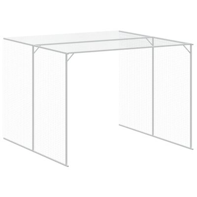 vidaXL Casota cães c/ parque 214x865x181 cm aço galvaniz. cinza-claro