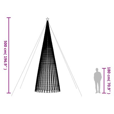 vidaXL Árvore de Natal luminosa em cone 1544 luzes LED 500 cm colorido