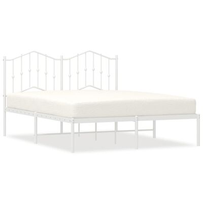 vidaXL Estrutura de cama com cabeceira 135x190 cm metal branco