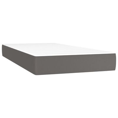 vidaXL Cama box spring c/ colchão/LED 90x190 cm couro artificial cinza