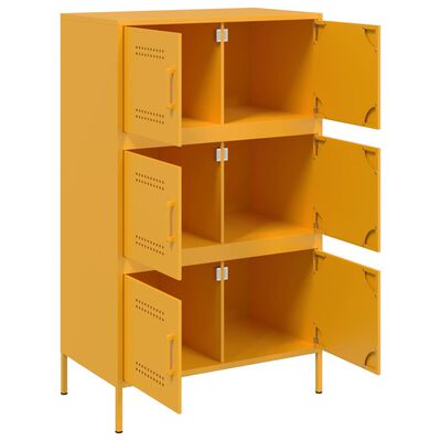 vidaXL Aparador alto 68x39x113 cm aço amarelo mostarda