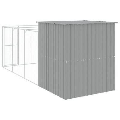 vidaXL Casota cães c/ parque 165x455x181 cm aço galvaniz. cinza-claro