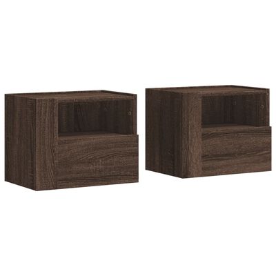 vidaXL Mesas de cabeceira de parede 2pcs 45x30x35 cm carvalho castanho