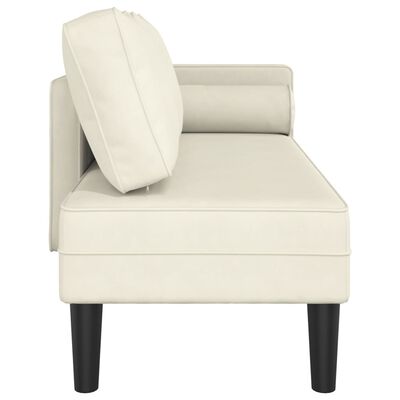 vidaXL Chaise lounge com almofadões veludo creme