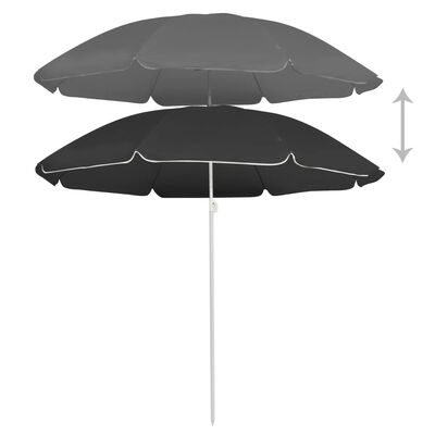 vidaXL Guarda-sol de jardim com poste de aço 180 cm antracite