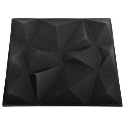 vidaXL Painéis de parede 3D 48 pcs 50x50 cm 12 m² preto diamante