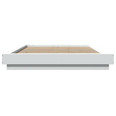 vidaXL Estrutura cama c/ luzes LED 135x190 cm derivados madeira branco