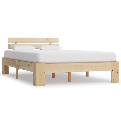 vidaXL Estrutura de cama com cabeceira 140x200 cm pinho maciço