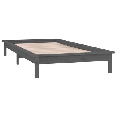 vidaXL Estrutura cama c/ LED solteiro 75x190cm madeira maciça cinzento