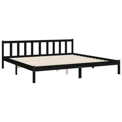 vidaXL Estrutura de cama com cabeceira 200x200 cm madeira maciça preto