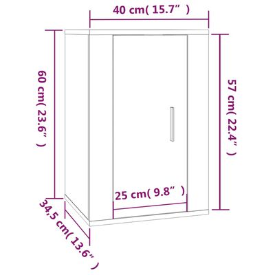 vidaXL Móveis de TV de parede 2 pcs 40x34,5x60 cm carvalho sonoma