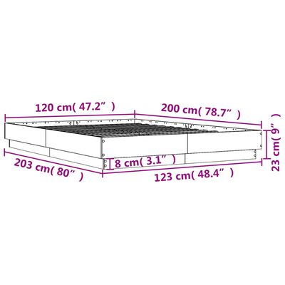 vidaXL Estrutura de cama 120x200 cm derivados de madeira cinza cimento