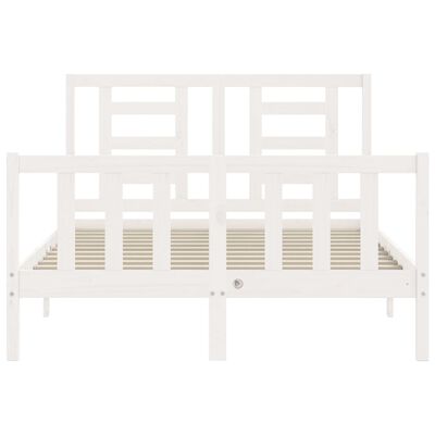 vidaXL Estrutura de cama com cabeceira 140x200cm madeira maciça branco