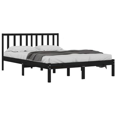 vidaXL Estrutura de cama super king 180x200 cm pinho maciço preto