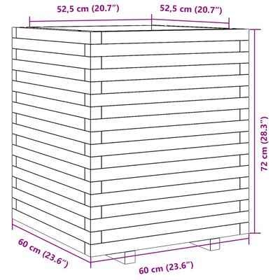 vidaXL Vaso/floreira de jardim 60x60x72 cm madeira pinho impregnada