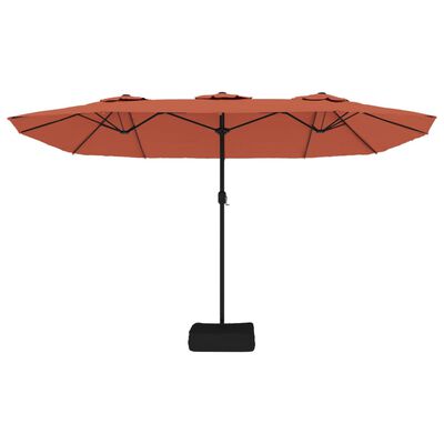 vidaXL Guarda-sol de jardim c/ cabeça dupla/LED 449x245 cm terracotta