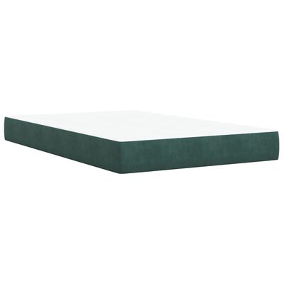 vidaXL Cama boxspring com colchão 120x190 cm veludo verde-escuro