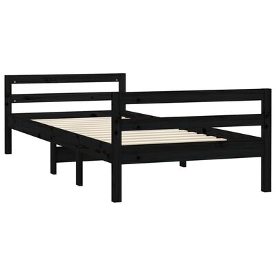 vidaXL Estrutura de cama 90x190 cm madeira de pinho maciça preto