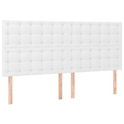 vidaXL Cama box spring c/colchão/LED 180x200cm couro artificial branco