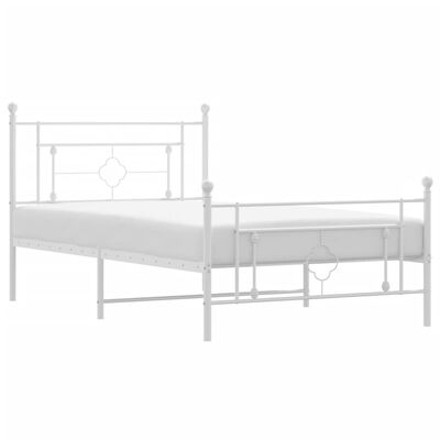 vidaXL Estrutura de cama com cabeceira e pés 107x203 cm metal branco