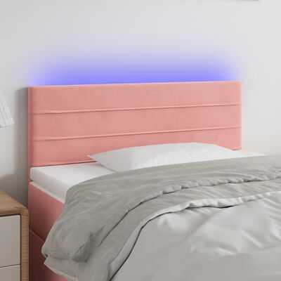 vidaXL Cabeceira de cama c/ luzes LED veludo 90x5x78/88 cm rosa