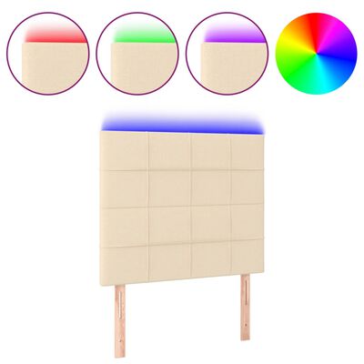 vidaXL Cabeceira cama c/ LED tecido 100x5x118/128 cm crème