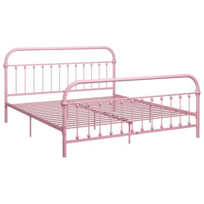 vidaXL Estrutura de cama 180x200 cm metal rosa