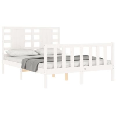 vidaXL Estrutura de cama com cabeceira 120x200cm madeira maciça branco