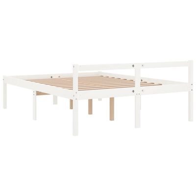 vidaXL Cama de casal pequena para idosos 120x190cm pinho maciço branco