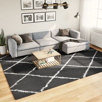 vidaXL Tapete shaggy de pelo alto PAMPLONA 240x340 cm preto e creme