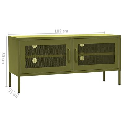 vidaXL Móvel de TV aço 105x35x50 cm verde-azeitona