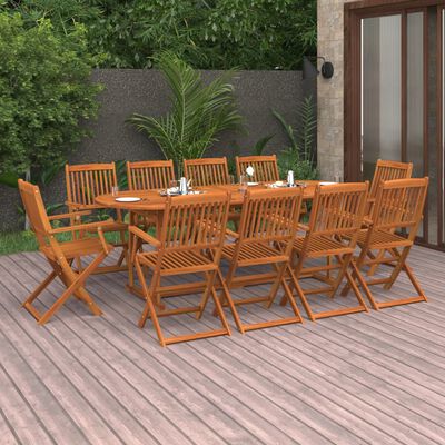 vidaXL 11 pcs conjunto de jantar para jardim 220x90x75cm acácia maciça