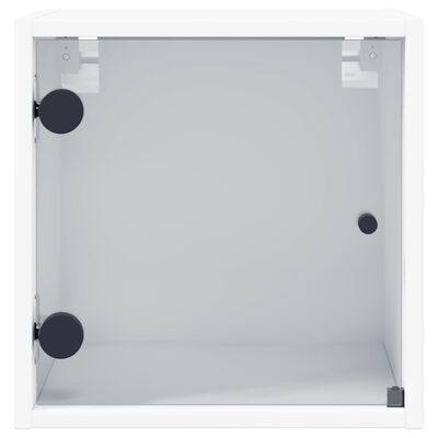 vidaXL Mesas de cabeceira c/ portas de vidro 2 pcs 35x37x35 cm branco