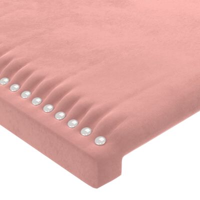 vidaXL Cabeceira de cama c/ luzes LED veludo 160x5x118/128 cm rosa